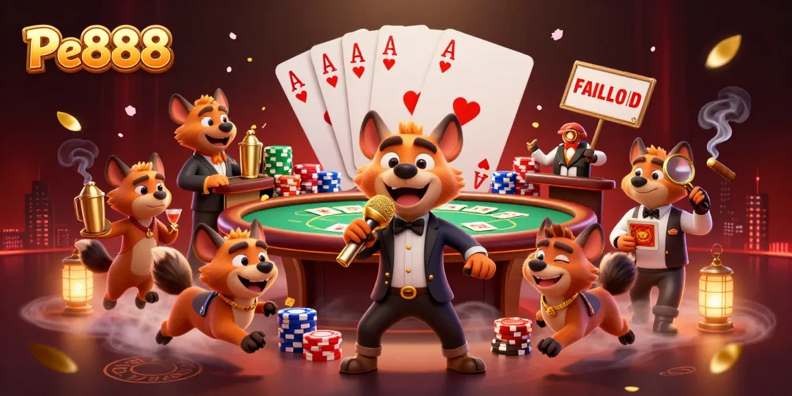 Watch the Pe888 hyenas perform at an energetic casino, embodying a lively gaming atmosphere.
