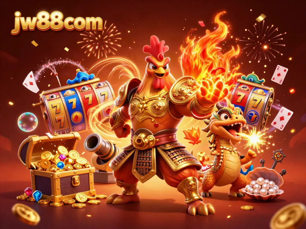 Celebrate winnings with jw88 com featuring roaring characters in a vibrant casino scene.