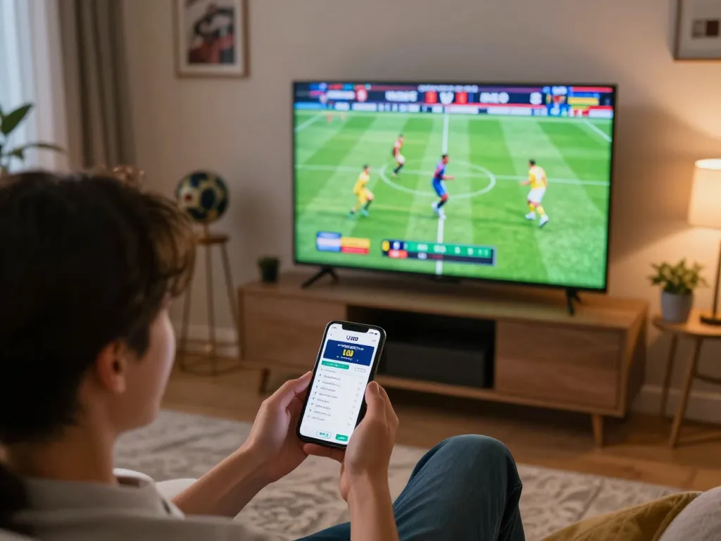 Engaged user placing live bets on LU88 sports app during an exciting football match.