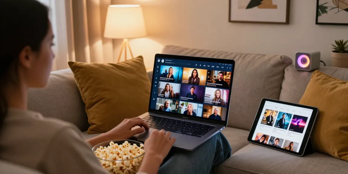 An individual enjoying high-quality adult films from https://av66th.com/ in a comfortable setting with soft lighting and a laptop.