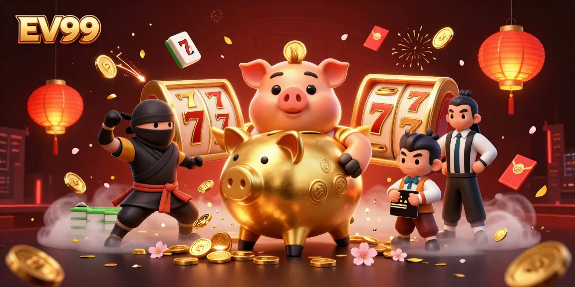 Engage in excited gameplay at EV99 with dynamic casino characters and vibrant symbols.
