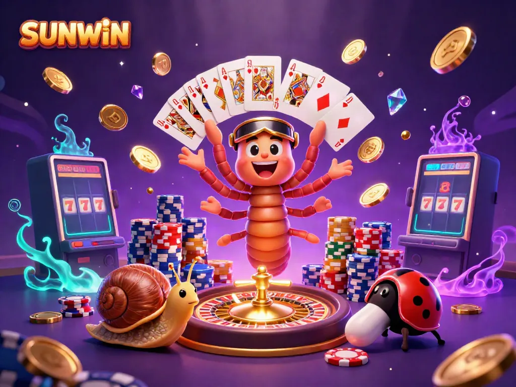 Join the excitement at SUNWIN with a colorful scene of a millipede dealer and high-roller snail in action.