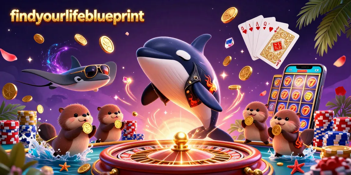 Engage with the findyourlifeblueprint and explore a vibrant casino scene filled with treasures.