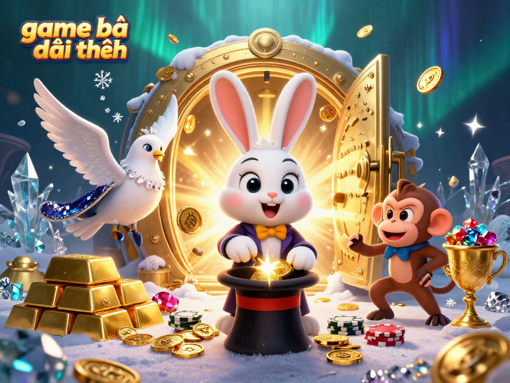 Play game bài đổi thưởng with engaging characters and vibrant casino elements in a magical scene.