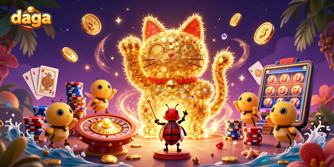 Experience top casino thrills with daga's vibrant lucky cat and dynamic gaming elements.