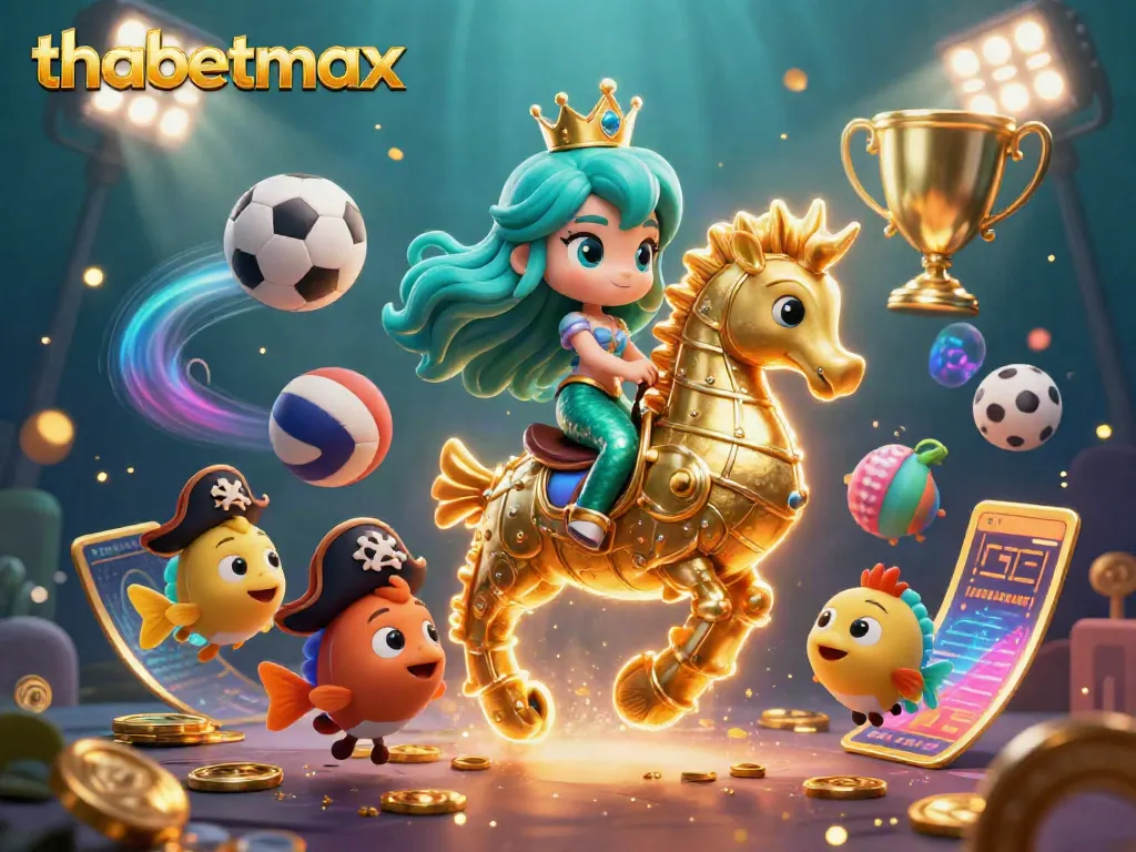 Experience thrilling moments at thabetmax with a vibrant underwater casino scene featuring a mermaid and dynamic sports elements.