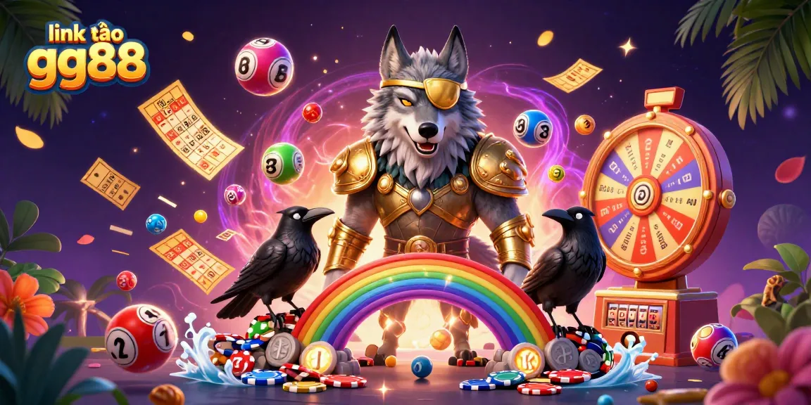 Experience the excitement of gaming with link vào gg88, featuring vibrant lottery balls and an epic Norse scene.