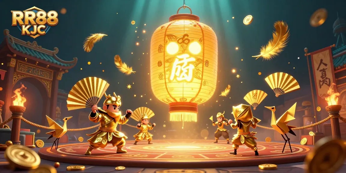 Engage with RR88 KJC at a vibrant casino scene with golden lantern spirit and dynamic gaming elements.