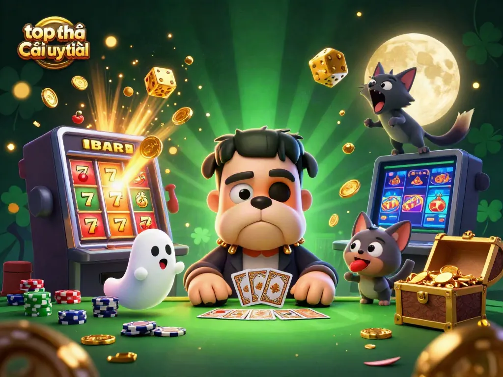 Engage with top nhà cái uy tín through a lively, animated casino scene featuring unique characters.