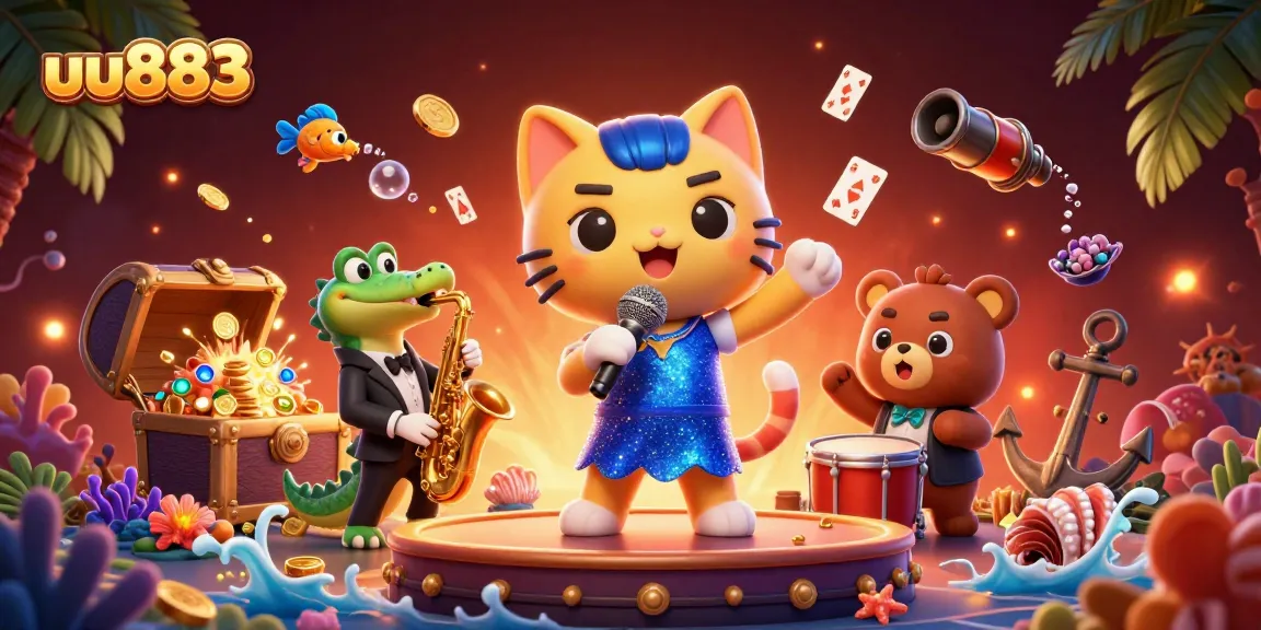 Experience the thrilling action of uu883 with vibrant casino characters and explosive treasures.