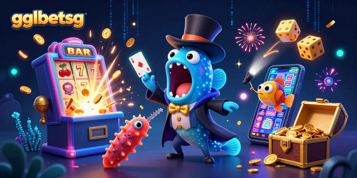 gglbetsg showcases a magical casino scene featuring a deep-sea gulper eel magician performing card tricks.