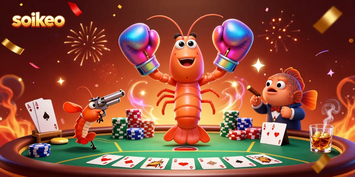 Engage with soikeo in a vibrant poker scene featuring animated ocean creatures.