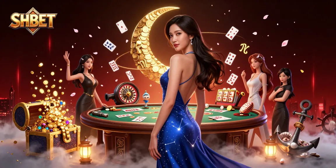 Experience winning strategies with SHBET as dynamic casino elements surround an elegant woman.