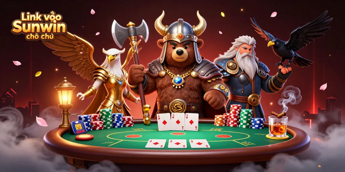 Experience the thrill of gaming with Link vào Sunwin chính thức, showcasing vibrant 3D illustrations of poker action.