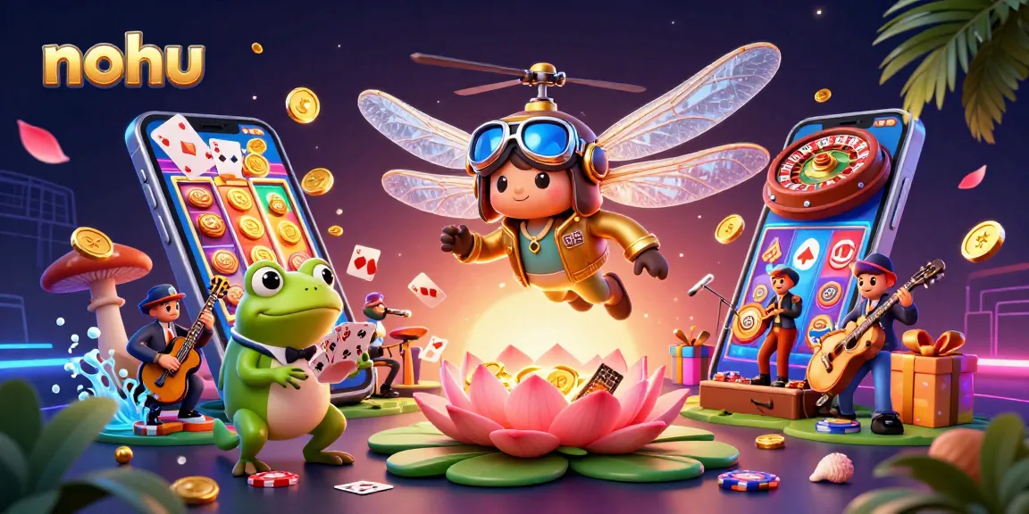 Nohu slot game illustrated with vibrant characters and casino elements, engaging players in a thrilling experience.