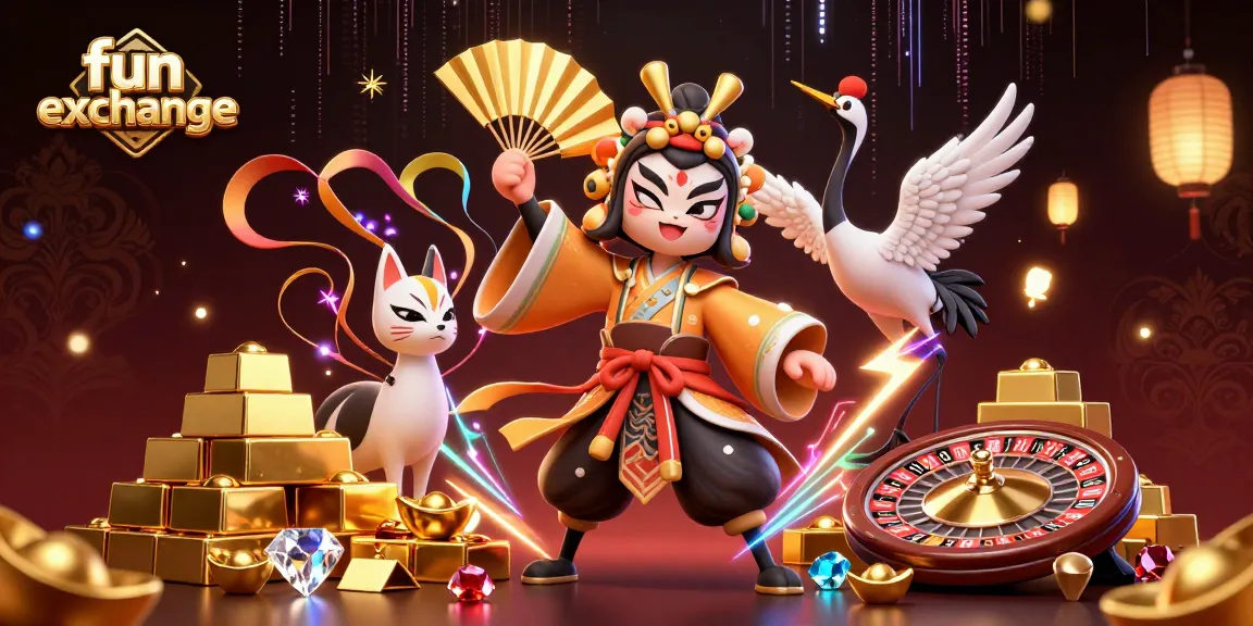 Engage in exciting gaming with fun exchange at a dynamic casino scene featuring a kabuki warrior and gems.