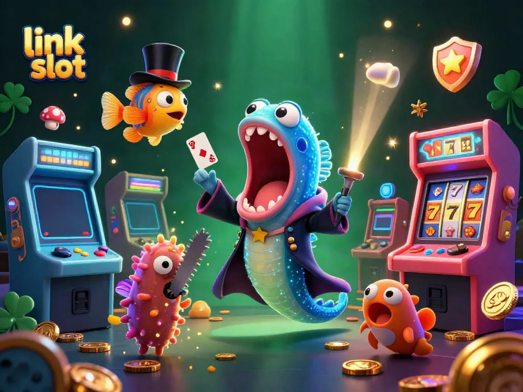 Mesin slot dengan elemen 3D menarik menampilkan karakter laut dalam dan suasana kasino menggunakan link slot