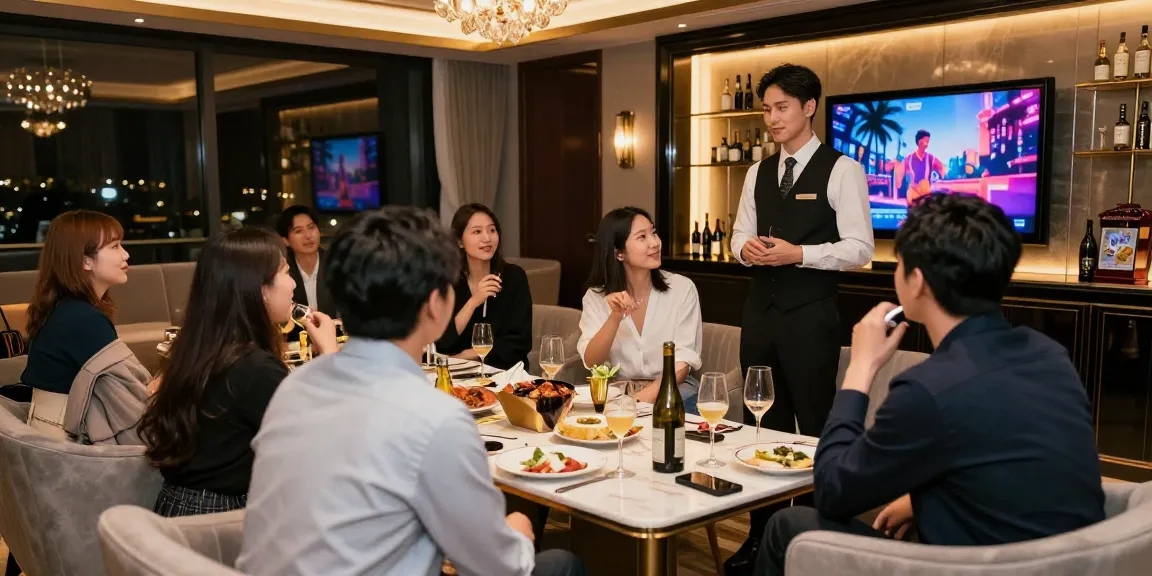 강남구구단에서 고급스러운 프라이빗 룸에서 즐거운 시간을 보내는 모습