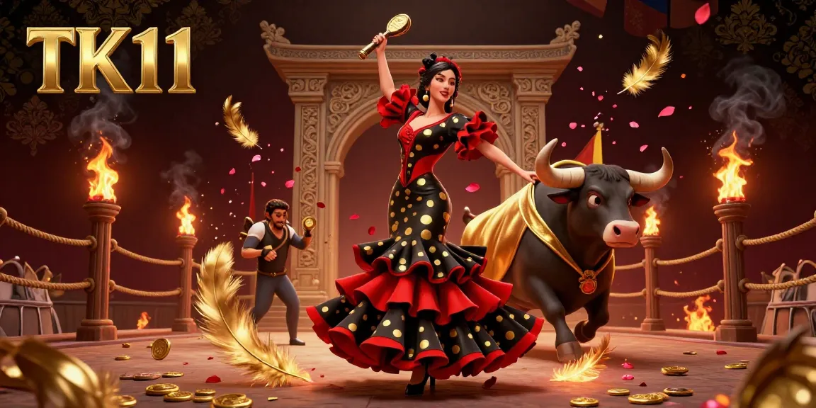 Experience TK11's vibrant online casino with dynamic characters and rich elements in a captivating scene.