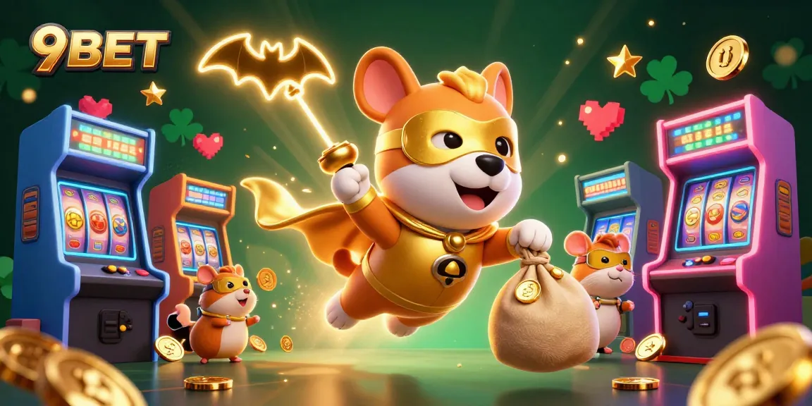 Experience winning thrills at 9BET with vibrant slots and dynamic characters in this playful casino scene.