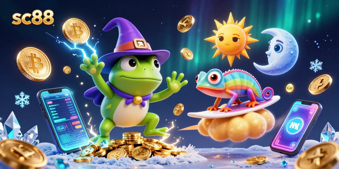 Experience SC88's thrilling gameplay with vibrant gold coins and crypto elements.