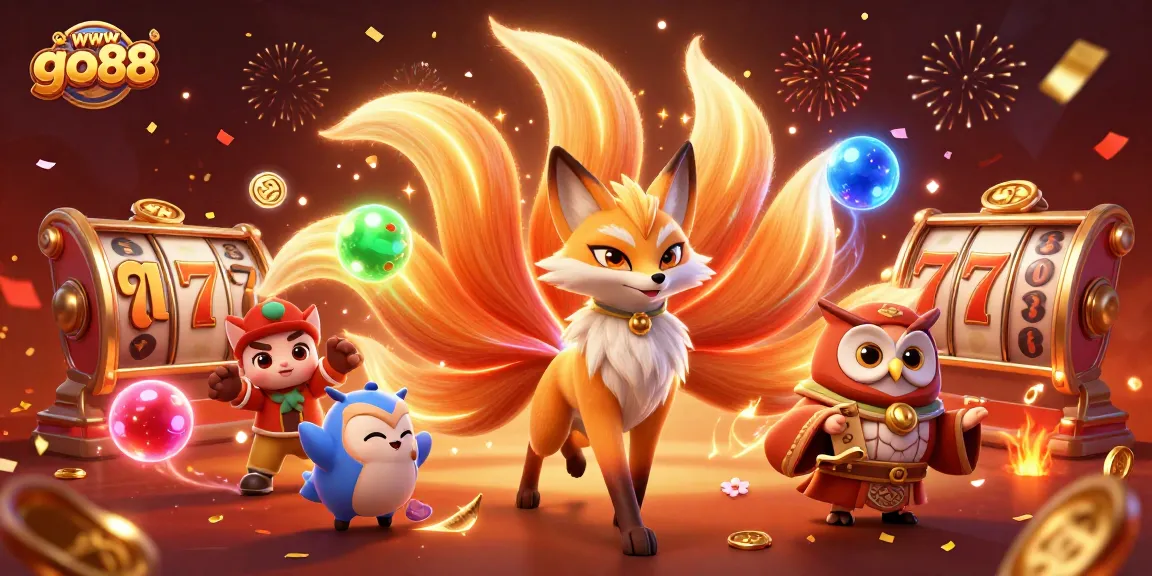 Engage in exciting gaming experiences with wwwgo88's vibrant 3D illustration of a fox spirit and owl.