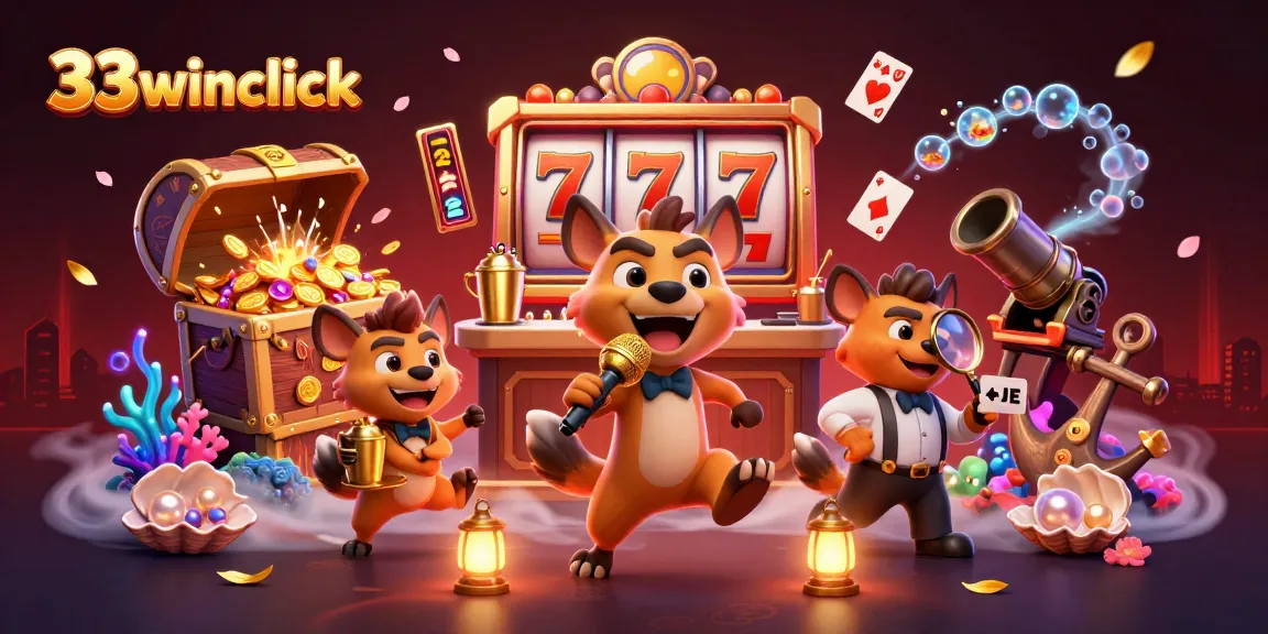 Experience the thrilling casino atmosphere with 33winclick's vibrant hyena crew showcasing comedy and riches.