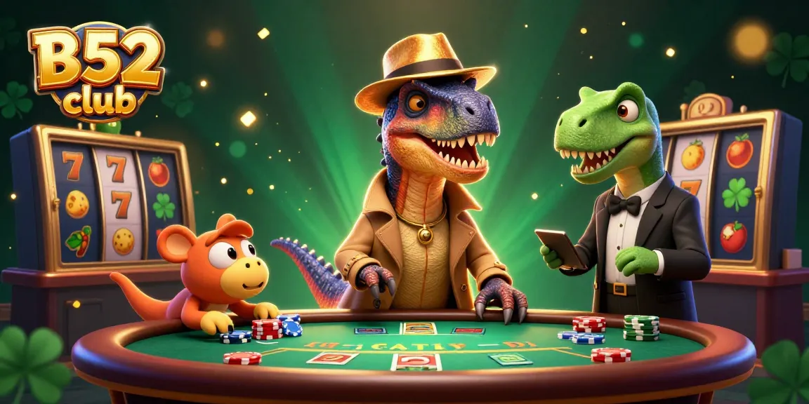 B52 club: A velociraptor card counter, stegosaurus pit boss, and compy pickpocket enhance gaming excitement.