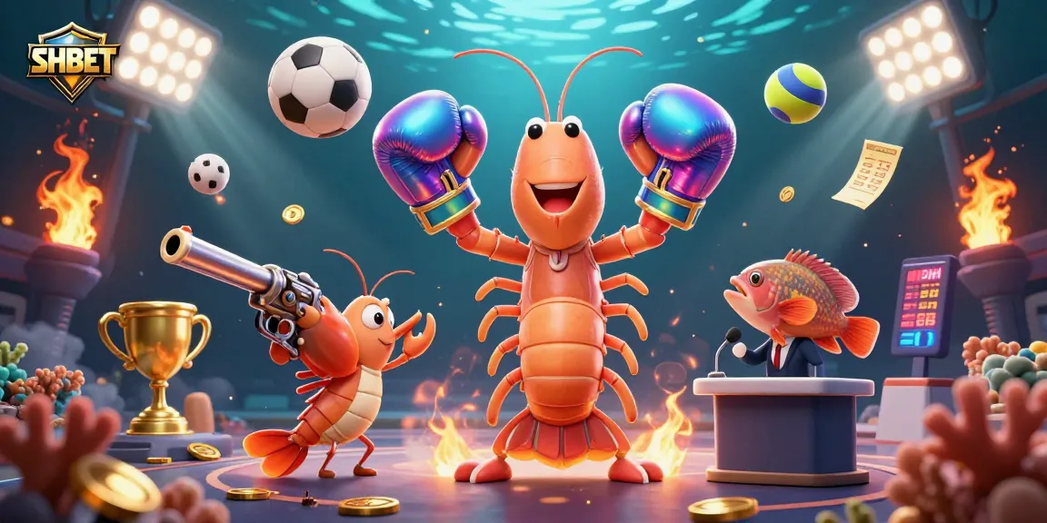 Engage in thrilling plays at SHBET with dynamic scenes featuring vibrant underwater characters and sports betting elements.