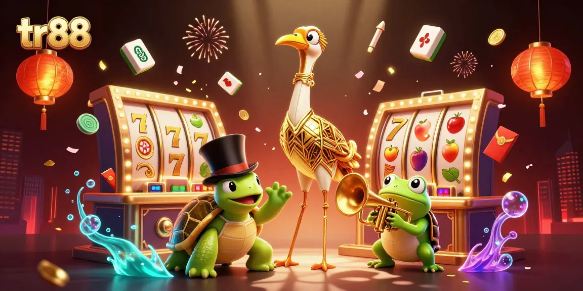 Experience thrilling jackpots with tr88 in a vibrant 3D casino scene full of energy.