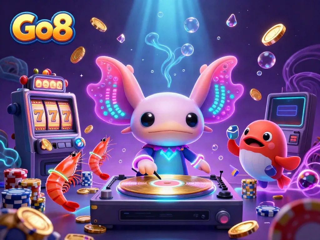 Experience Go8's vibrant gaming scene with an energetic DJ and fun underwater characters.
