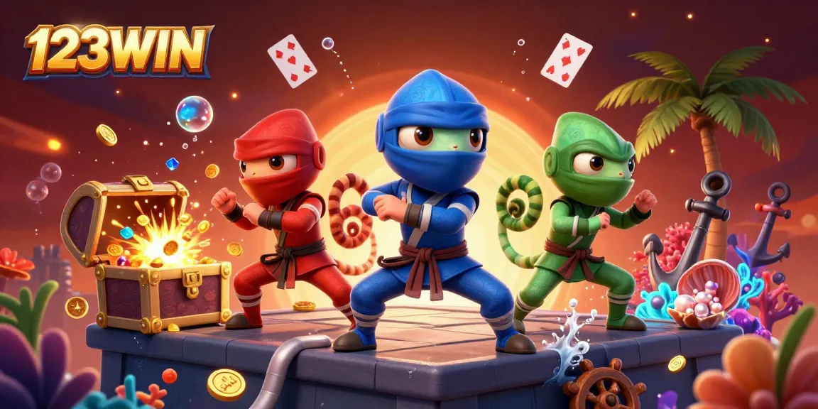 Experience the thrill of winning with 123WIN in this dynamic casino gaming illustration full of action.
