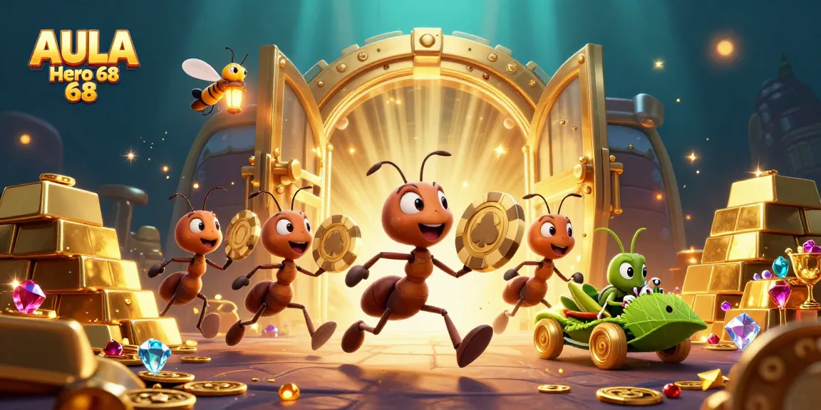 AULA Hero 68 he enhances your gaming with a vibrant heist scene featuring playful ants carrying a giant poker chip.