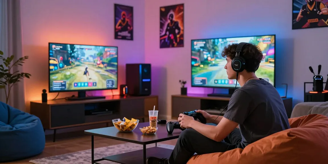 Engaging rokok88 gaming scene with enthusiast focused on immersive graphics and colorful lighting.