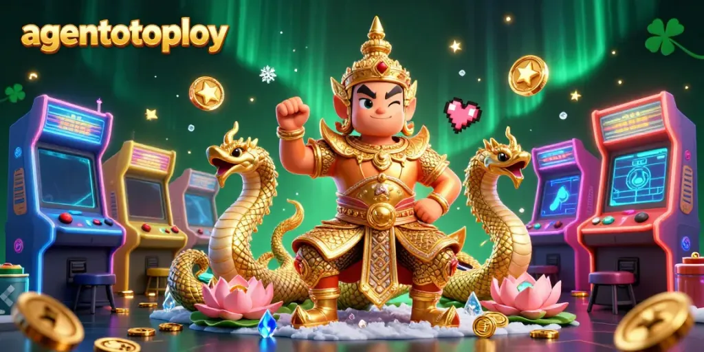 Experience excitement with agentotoplay's dynamic casino gaming scene featuring colorful arcade elements.