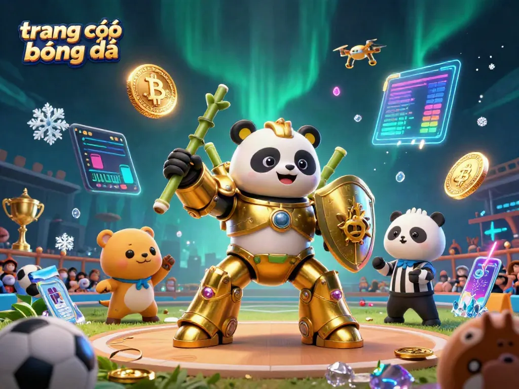 Join the excitement of trang cá cược bóng đá as a golden panda piloting a robot showcases sports betting action.