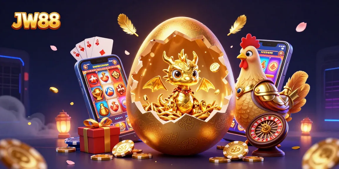 JW88 captures the excitement of betting with a golden dragon and vibrant casino elements