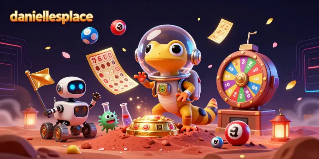 Dive into the excitement at daniellesplace with a vibrant 3D Martian scene filled with dynamic gambling elements.