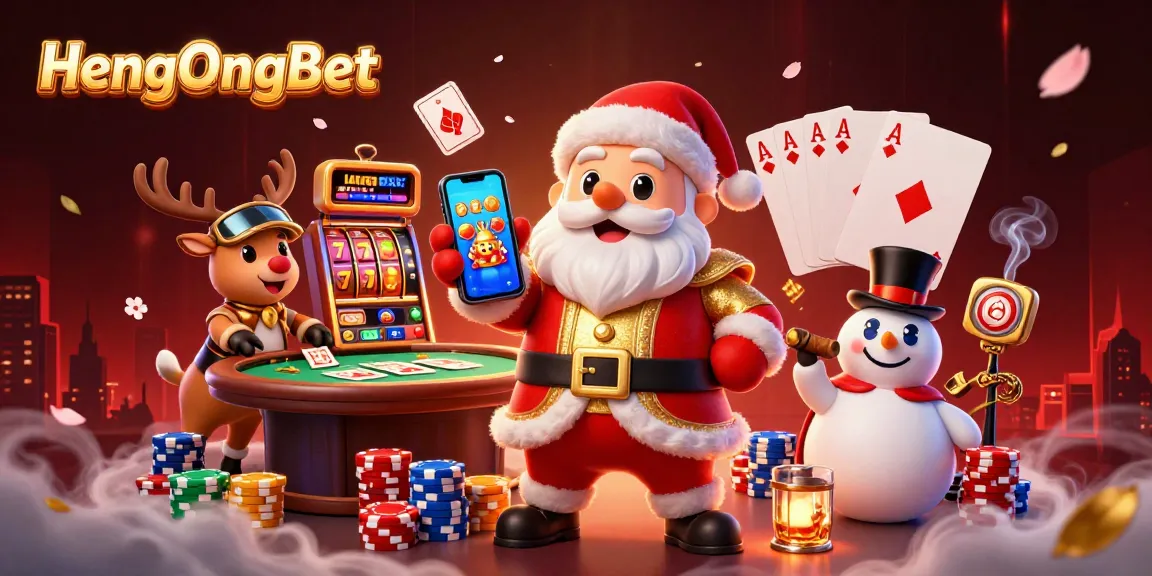 Play exciting slots and jackpots at HengOngBet with an immersive casino backdrop filled with vibrant elements.