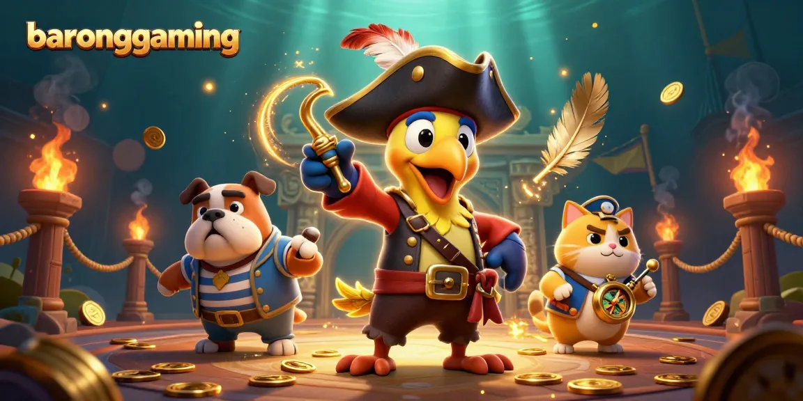Join barongaming for a thrilling pirate adventure in this dynamic casino-themed illustration
