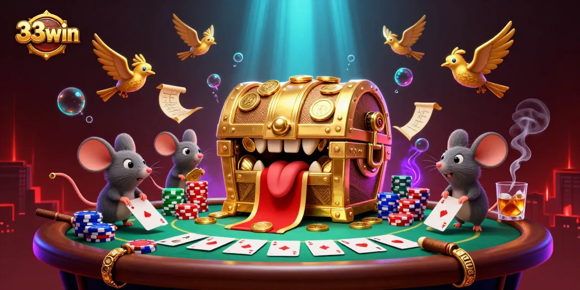 Win big at 33win with riches in a dynamic casino-themed adventure scene.