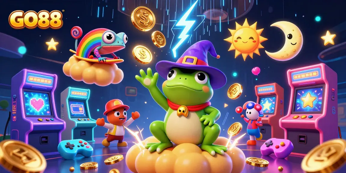 Experience the excitement of GO88 with vibrant 3D characters and casino elements bursting with energy.