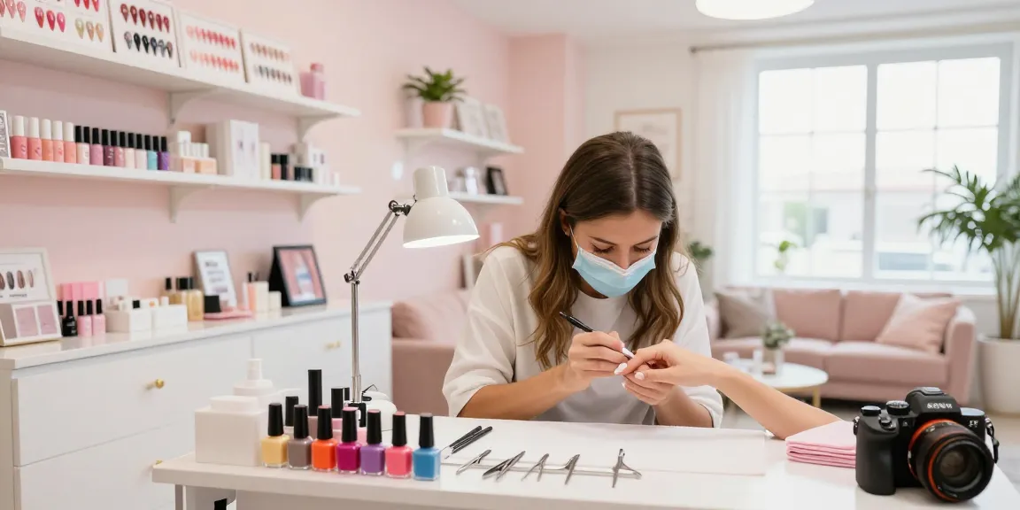 Manicure in progress at Paradise Nail Beauty with colorful polish and modern tools.