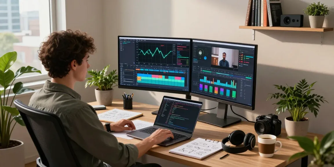 Video prompt ai in a digital workspace where an analyst reviews video insights and editing software.