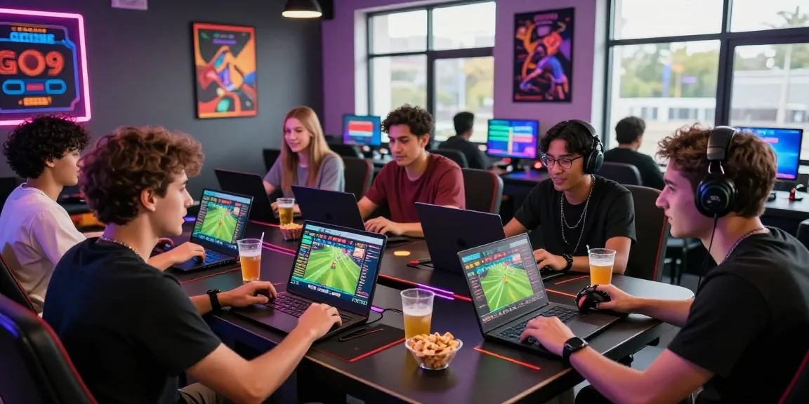 Friends enjoying go999 online gaming in a vibrant lounge, showcasing the excitement of sports betting and casino games.