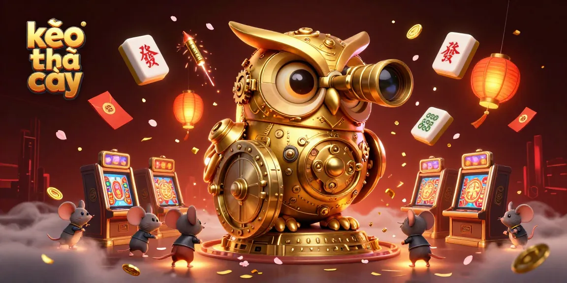 Experience thrilling kèo nhà cái excitement with a dynamic casino scene featuring a golden owl and tiny mice.