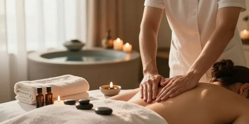Relaxing 구월동출장마사지 session in a serene spa environment.