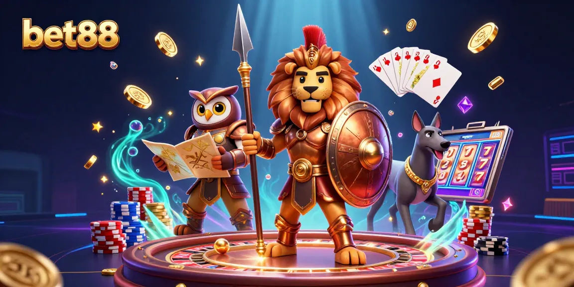 Bet88 brings the excitement with an epic 3D casino scene full of action and vibrant elements.