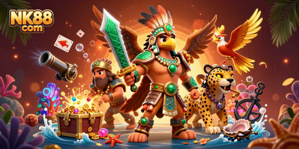 Engage in thrilling gameplay at NK88 com with dynamic Aztec warriors amid casino treasures.