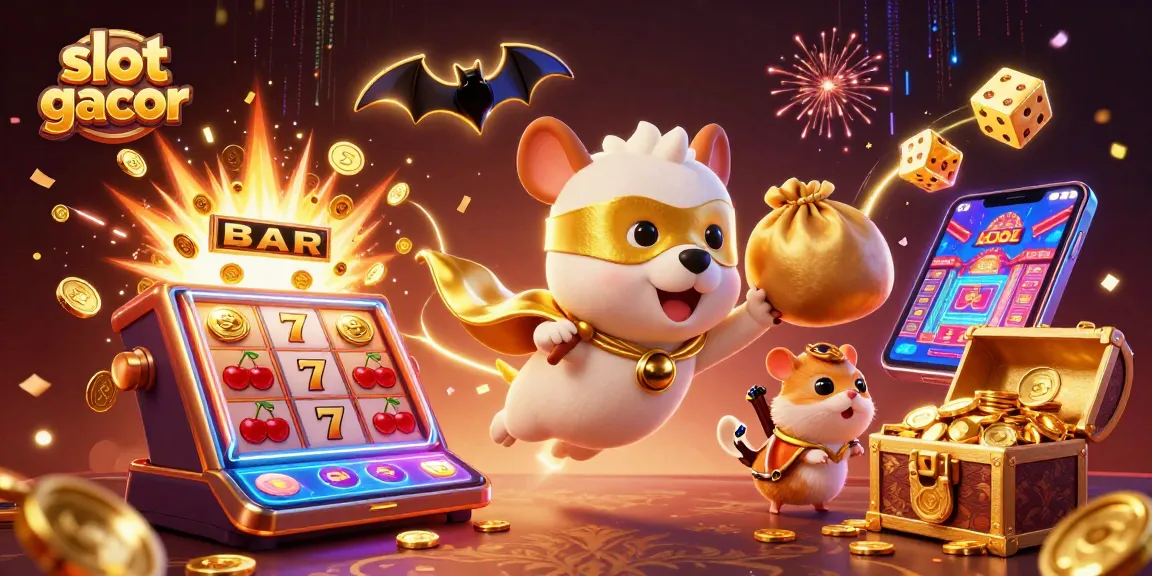 Rasakan kegembiraan slot gacor dengan anjing superhero kartun dan elemen kasino yang dinamis.
